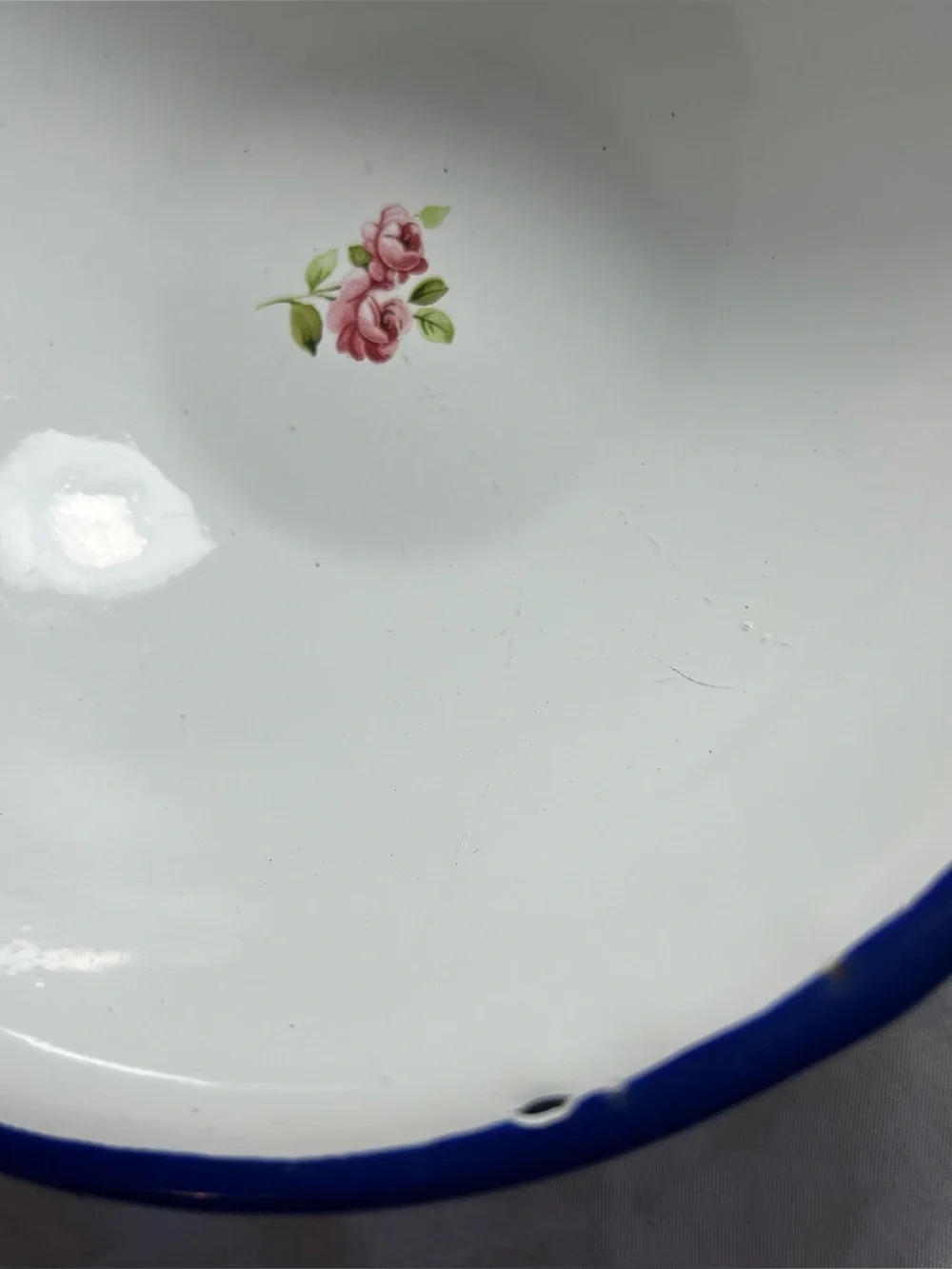 3 Vtg Robert Steffy Bagatelle Enamelware Bowls Shabby Rose Fly Insect Logo